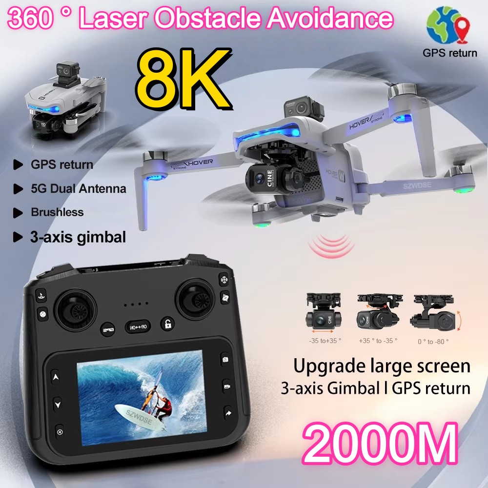 2KM Three-Axis Gimbal Drone 8K - Drone Gimbal Brushless ulasan dan harga